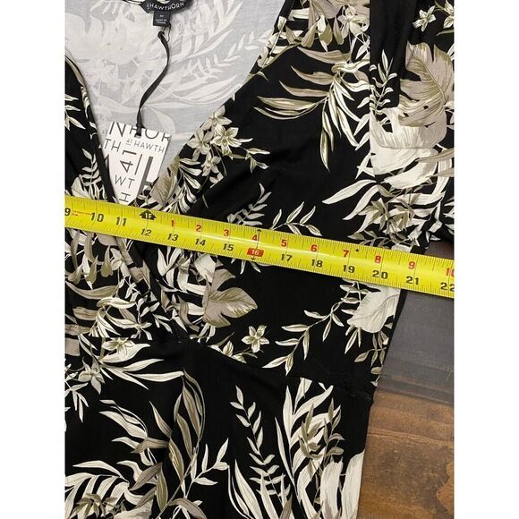 41 Hawthorn Black & Cream Leaf Print Dress 2X Plus Size Surplice Bodice Career - Picture 5 of 6